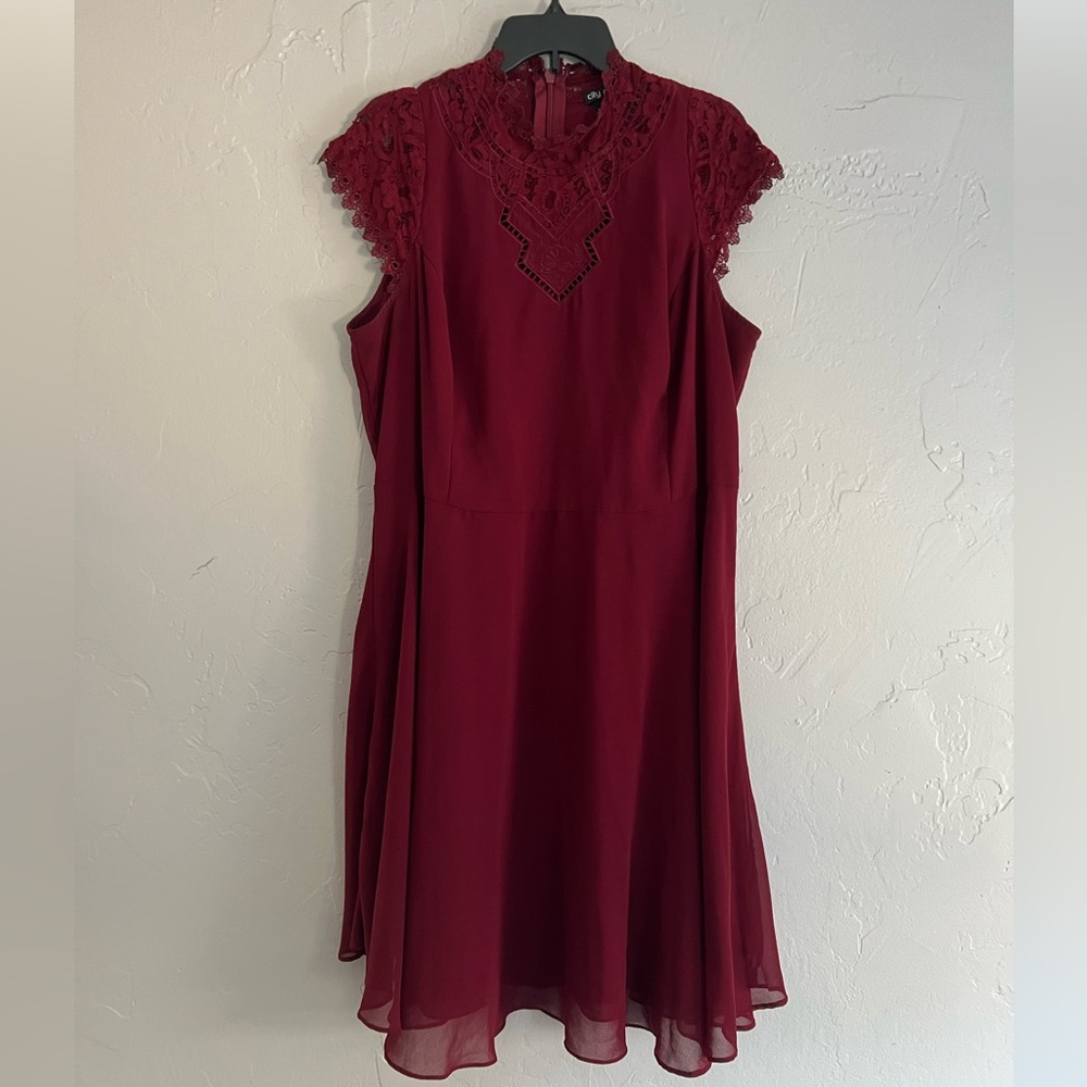 Beautiful City Chic maroon lace chiffon dress